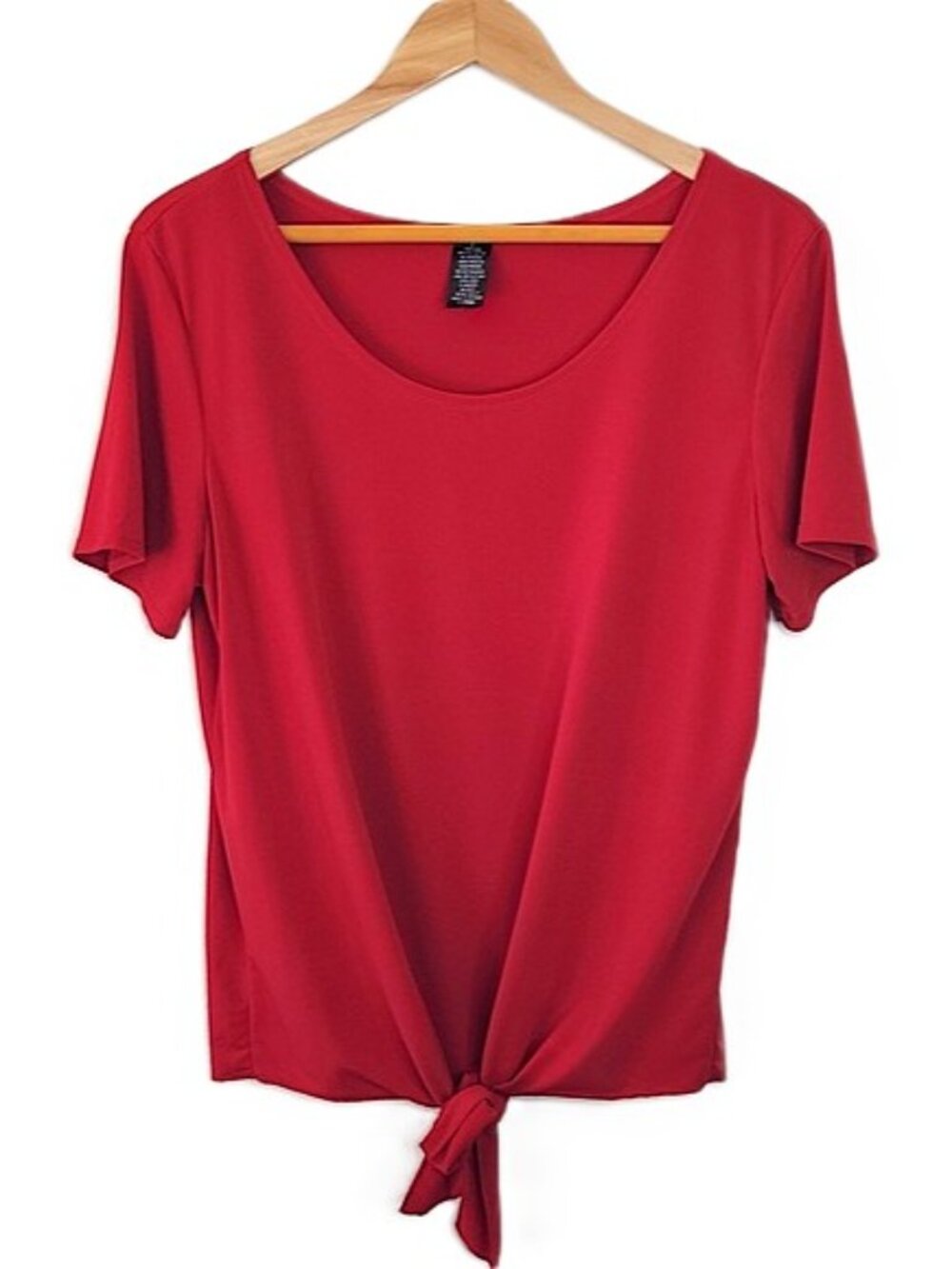 STAR VIXEN Red Short Sleeve Tie Knot T-shirt Blouse size XL Polyester *